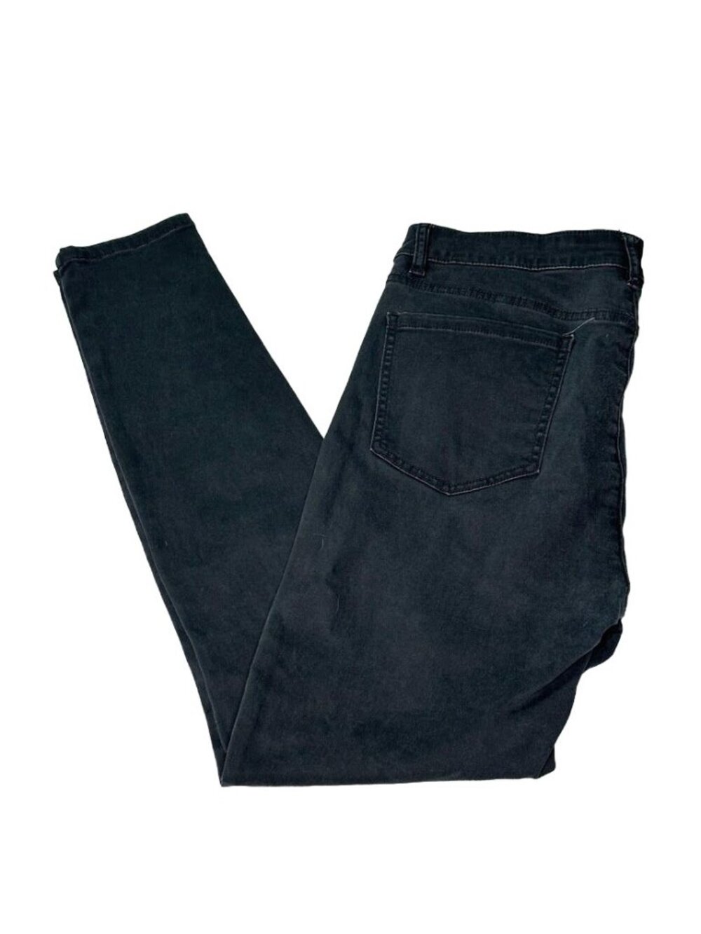 JustFab Jeans Womens Size Large Black Button Front Straight Leg Pants Cotton Ble